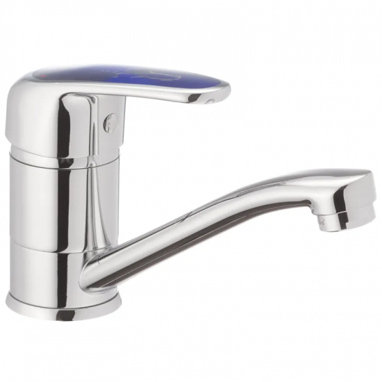 Смеситель для умывальника HAIBA MAGIC 555 (15 см) с синей ручкой (HB0672)