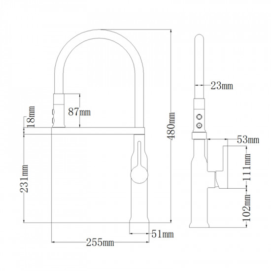 Змішувач для кухні MIXXUS PREMIUM PULL 017 GRAPHITE REFL.BLACK (Кол.графіт+силік.вилив чор.) (MI8278)