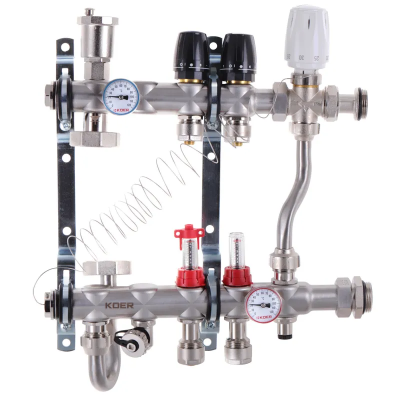 Коллектор с встроенным смесительным узлом Koer KR.S1013-2 1"х2 SUS304 и евроконусом 3/4-16 (KR2945)