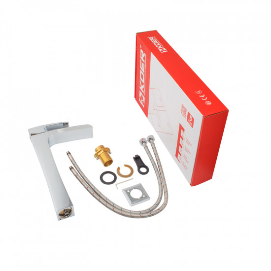 Змішувач для умивальника Koer KB-15007-01 високий водоспад (Колір хром) (KR3448)