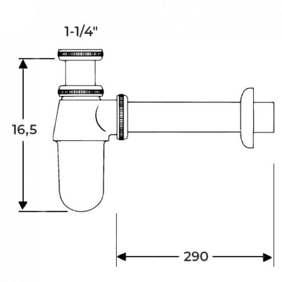 Сифон для раковини Zerix LR80 без випуску (під донний клапан) без ревізії (Колір хром) 1 1/4'' (ZX2
