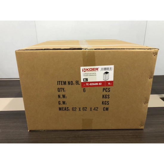 Відро для сміття сенсорне прямокутне Koer TC-020408-02 8 л колір нержавійка (KR5588)