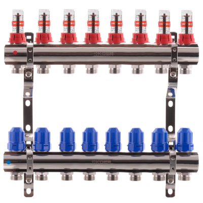 Коллекторный блок с расходомерами Koer KR.1110-08 1"x8 ways (KR2645)