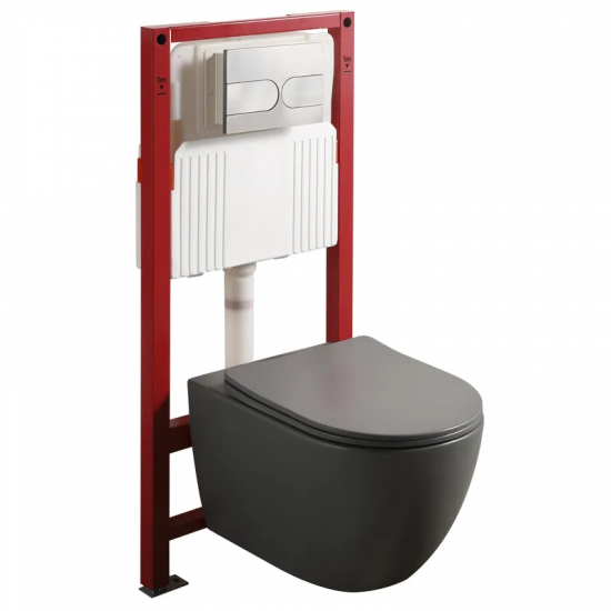 Комплект унітаз з інсталяцією для унітазу Mixxus Premium ELLIPSE-SET-2101 GRAY система змиву TORNAD