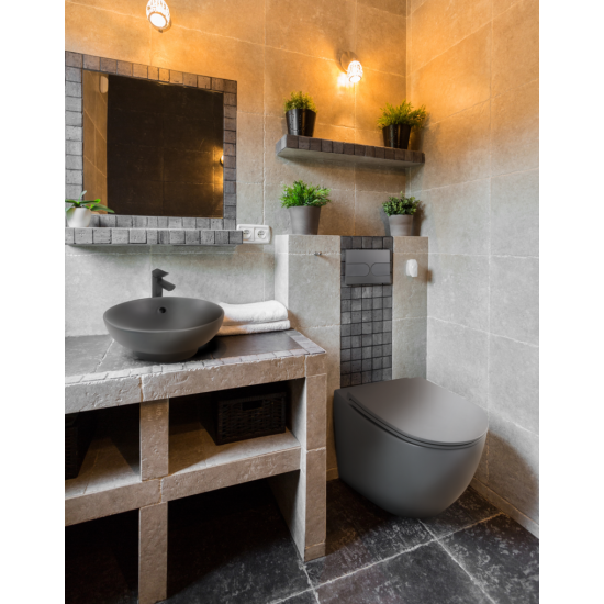 Комплект унітаз з інсталяцією для унітазу Mixxus Premium ELLIPSE-SET-2101 GRAY система змиву TORNAD