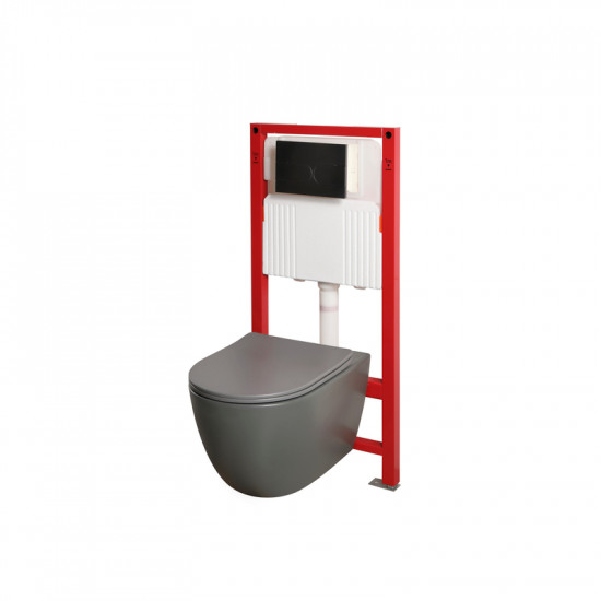 Комплект унітаз з інсталяцією для унітазу Mixxus Premium ELLIPSE-SET-2101 GRAY система змиву TORNAD