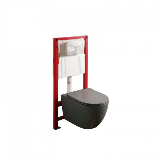 Комплект унітаз з інсталяцією для унітазу Mixxus Premium ELLIPSE-SET-2101 GRAY система змиву TORNAD