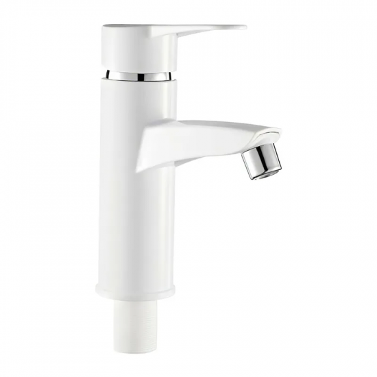 Смеситель для раковины Plamix Sergio-001(W) Белый (с подводкой) (PM0607)