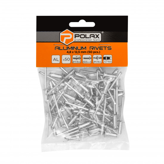 Заклепки алюмінієві витяжні 4,8 х 12,5 мм Polax (37-017) Заклепки алюмінієві витяжні 4,8 х 12,5 мм Polax (37-017)