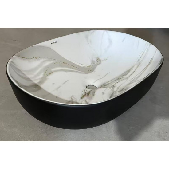 Раковина накладна MIXXUS PREMIUM ELLIPSE-0105 MARBLE-BLACK 600х400х150mm (MP6565)