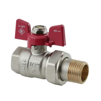 Кран з американкою Nolf classic NFC.921-06-1/2" FM ГШМ, ручка "метелик" червона (NF3150)