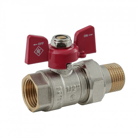 Кран з американкою Nolf classic NFC.921-06-1/2" FM ГШМ, ручка "метелик" червона (NF3150)