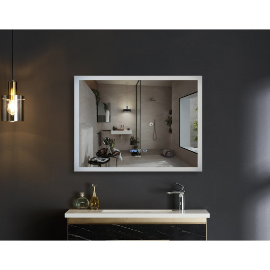 Дзеркало Mixxus FLAT MR04-80x60 з LED Touch, Anti-fog, димером, регулюванням яскравості, годинником