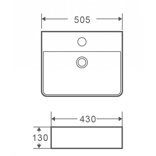 Умывальник накладной керамический Mixxus Premium Quadro-0201 с переливом 500x420x120mm (MP6478)