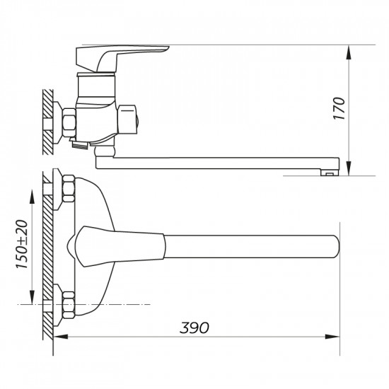 Змішувач для ванни ZERIX NGB 181 (ZX0044)