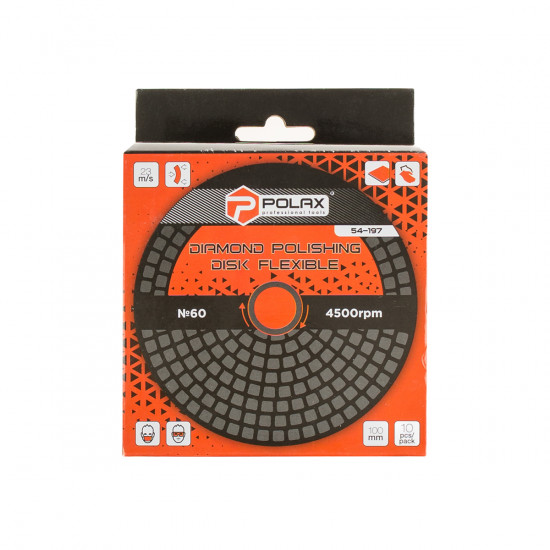 Диск алмазний Polax шліфувальний гнучкий на липучці "Черепашка" 100 мм, P60 (54-197)