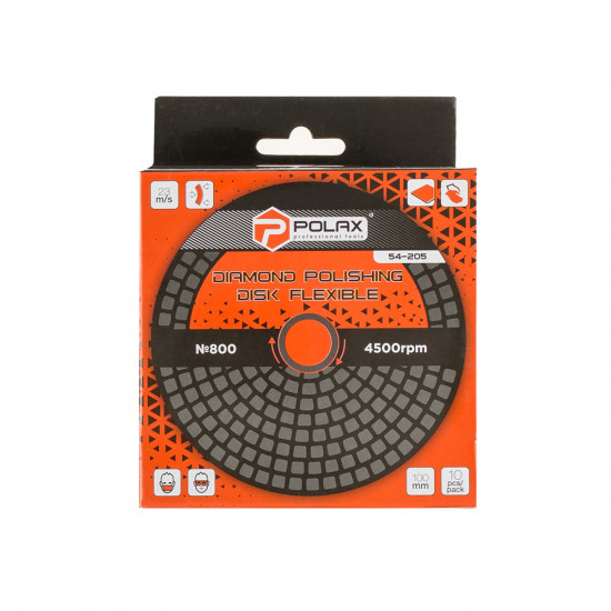 Диск алмазний Polax шліфувальний гнучкий на липучці "Черепашка" 100 мм, P800 (54-205) Диск алмазний Polax шліфувальний гнучкий на липучці "Черепашка" 100 мм, P800 (54-205)