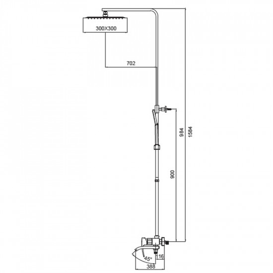 Душова колона зі змішувачем Koer KB-56007-07, 3 функції (Колір графіт) (KR5160)
