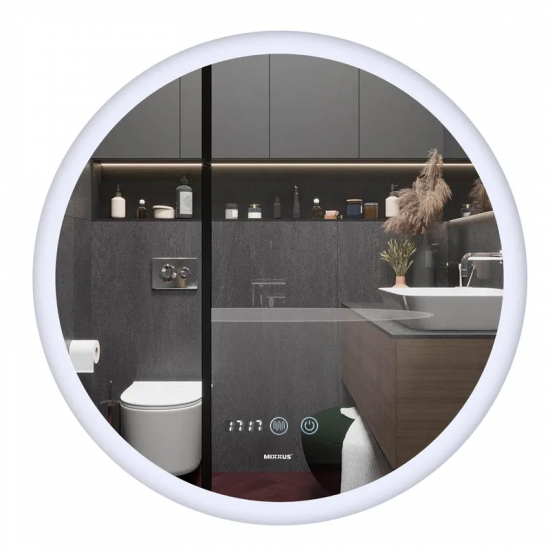 Зеркало Mixxus PLAIN MC10-80 с LED Touch, Anti-fog, диммером, регулировкой яркости, часами (
