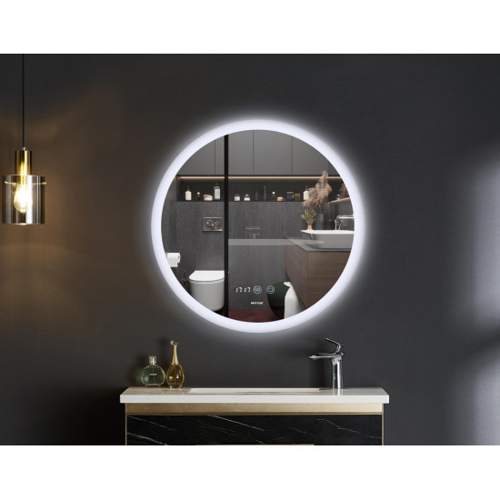 Зеркало Mixxus PLAIN MC10-80 с LED Touch, Anti-fog, диммером, регулировкой яркости, часами (