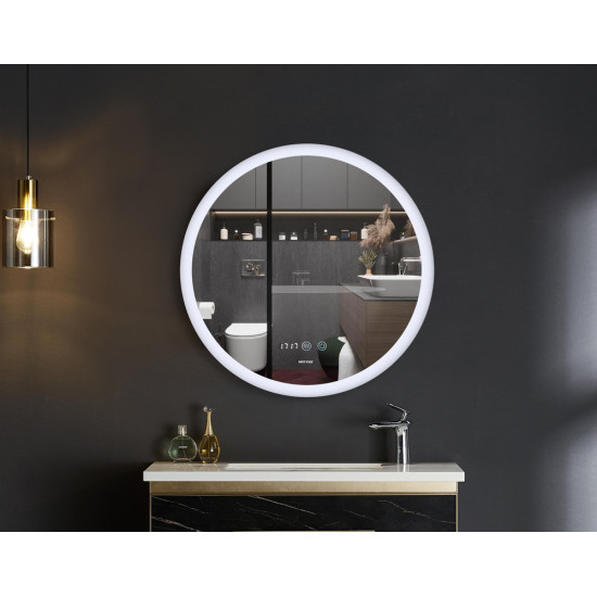 Зеркало Mixxus PLAIN MC10-80 с LED Touch, Anti-fog, диммером, регулировкой яркости, часами (
