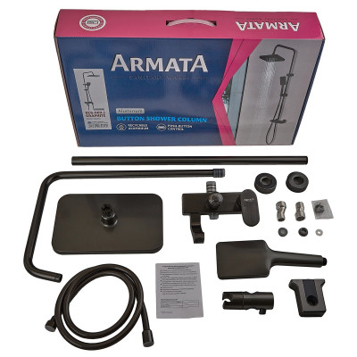 Душова колона зі змішувачем з алюмінію Armata BCG-009-J BLACK, 3 режими (CH6560) Душова колона зі змішувачем з алюмінію Armata BCG-009-J BLACK, 3 режими (CH6560)
