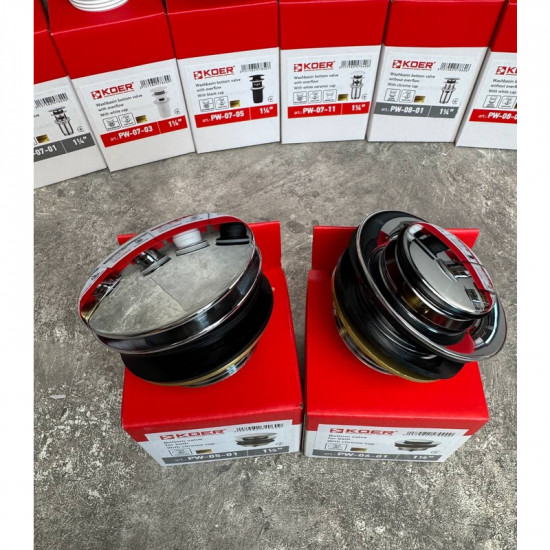 Донный клапан для ванны Koer PW-05-01 1 1/2'' (кнопка) (Цвет хром) (KR3406)