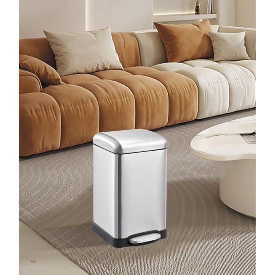 Відро для сміття з плавним закриттям квадратне Mixxus Style-TC0106 SS Color 6л колір наржавійка (MI