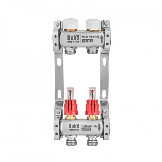 Колектор з витратоміром та термостатичними клапанами Roho R804-02M - 1"x 2 вих. (RO1043)