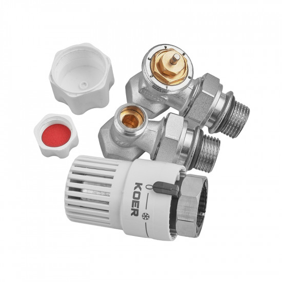 Комплект для підключення радіатора Koer SET-29 - 1/2'' (кутовий) з термоголовкою (KR5716)