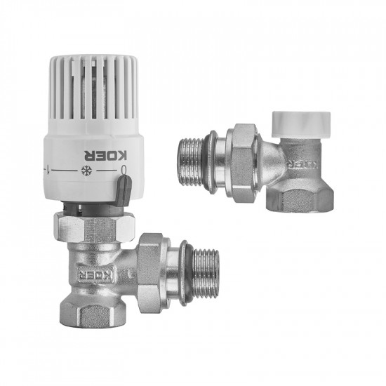 Комплект для підключення радіатора Koer SET-29 - 1/2'' (кутовий) з термоголовкою (KR5716)
