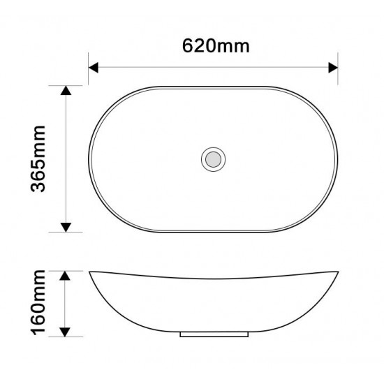 Раковина накладная Mixxus Premium WAVE-0105 WHITE-BLACK 620х360х160mm (MP6558)