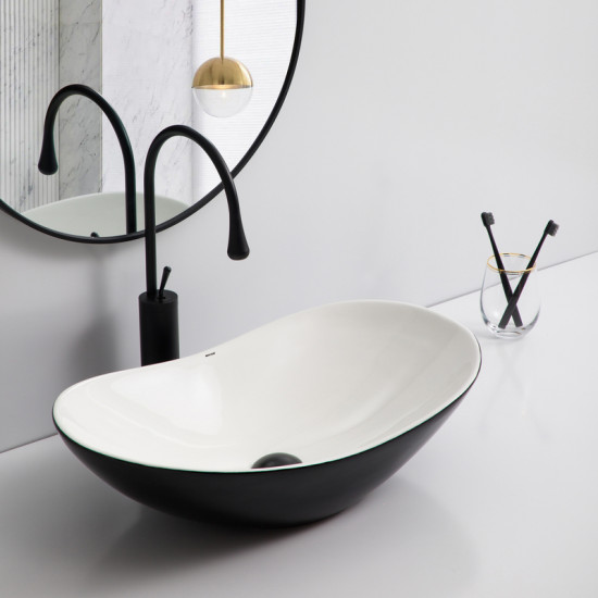 Раковина накладная Mixxus Premium WAVE-0105 WHITE-BLACK 620х360х160mm (MP6558)