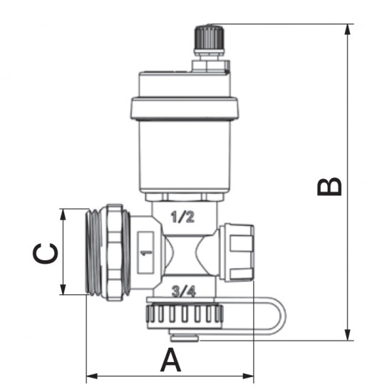 Конечный фитинг Europroduct EP.2021 - 1" (с дренажным вентилем и автоматическим отводом воздуха)