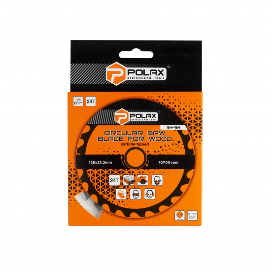 Диск пильний Polax по дереву з твердосплавними напайками 125x22.2/20, 24Т (54-154)