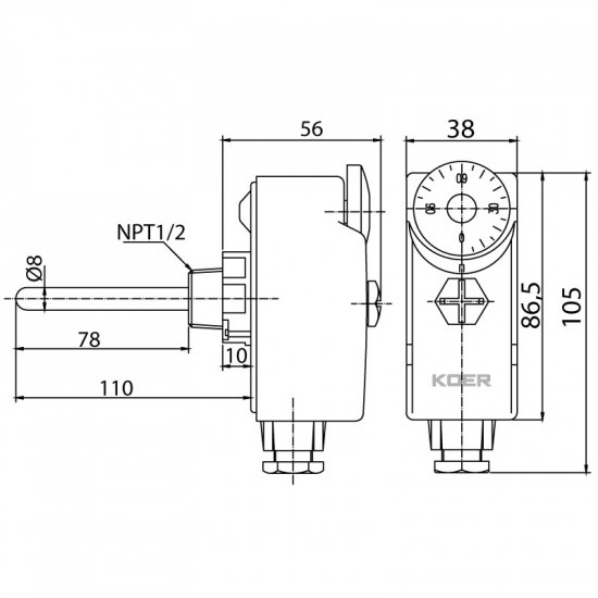 Термостат механічний занурювальний Koer KR.1350 (0...+90*C) (KP2775)