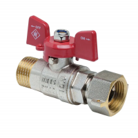 Кран шаровий Nolf classic NFC.821-08-3/4" FM ГШМ з накидною гайкою, ручка "метелик" червона (NF315)