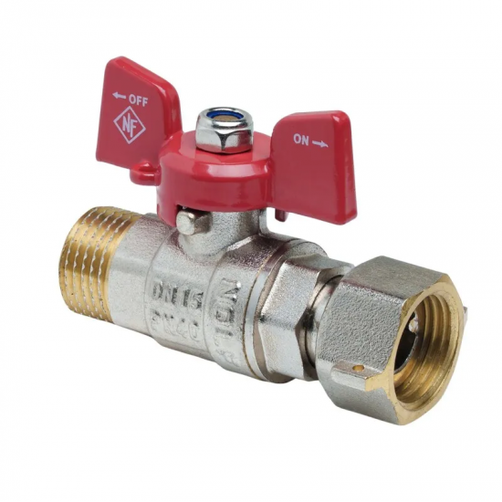 Кран кульовий Nolf classic NFC.821-08-3/4" FM ГШМ з накидною гайкою, ручка "метелик" червона (NF315