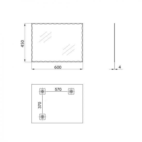 Зеркало настенное Zerix KUBIX MRZ06-450x600-REVERSE прямоугольное с декором (ZX5633)