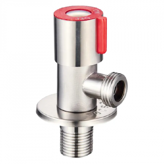 Кран для підключ.сантехприладів Champion VAL-02 1/2x1/2 з нерж.сталі SUS304 (червоний) (CH6194)