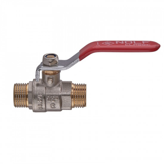 Кран кульовий Nolf classic NFC.631-06-1/2" MM ШШВ, ручка "важіль" червона (NF3137)