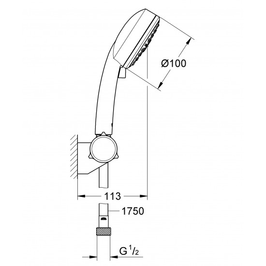 Душовий набір з тримачем, 3 режими струменя Grohe New Tempesta Cosmopolitan (27584002)