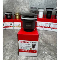Донный клапан для умывальника Koer PW-01-07 1 1/4'' (кнопка) (Графит) (KR3404)
