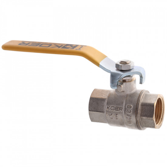 Кран кульовий KOER KR.214.G - 1/2" FF ГГВ YELLOW, ручка "важіль" жовта (KR0123)