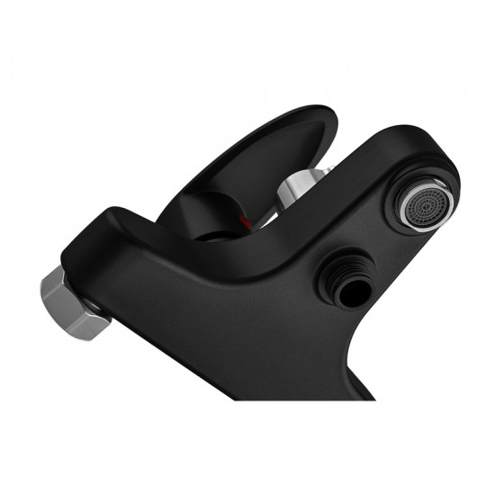 Смеситель для ванны Plamix CEZAR-009 EURO SET Matte black, с шлангом, лейкой и кронштейном (PM0693)