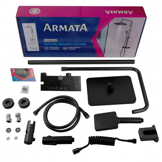 Душевая колонна Armata BCT-009-J Black с смесителем с кнопочным переключателем, 4 режима (CH6510)