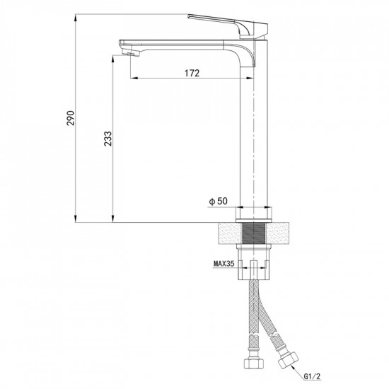Смеситель для умывальника Mixxus Premium MONE 001 NUT HIGH Black (MI6775)