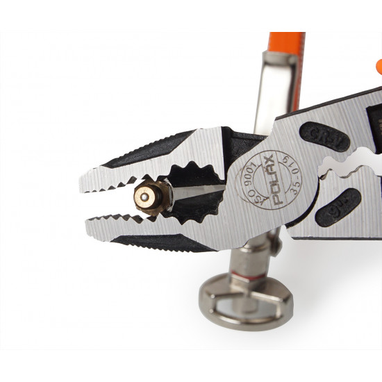 Плоскогубці - пасатижі універсальні Polax зі знімачами ізоляції, 4.0, 2.5, 2.0, 1.5, 1.0 мм, 225 мм (35-019)