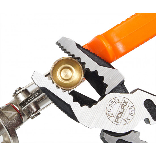 Плоскогубці - пасатижі універсальні Polax зі знімачами ізоляції, 4.0, 2.5, 2.0, 1.5, 1.0 мм, 225 мм (35-019)