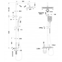 Душевая колонка с смесителем Mixxus Premium RIVIERA 009-J GRAPHITE с кнопкой переключения, 4 режима